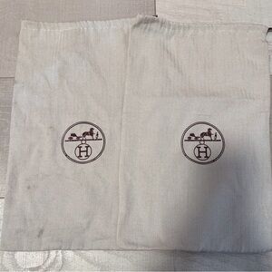 Hermes Beige Dust Bags with Brown Logo